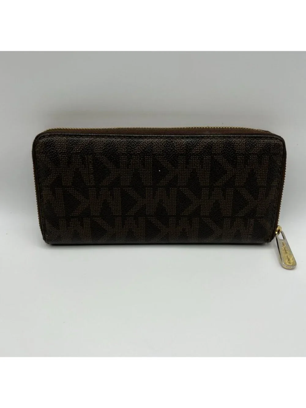 Michael Kors Brown Logo Zip-Around Wallet With Gold-Tone Hardware - Picture 3 of 7